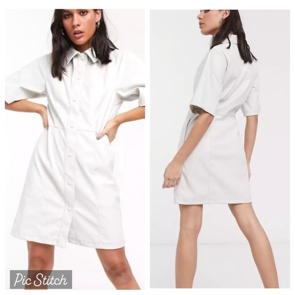 ASOS Dresses & Skirts - ASOS Weekday vegan leather Savannah shirt dress